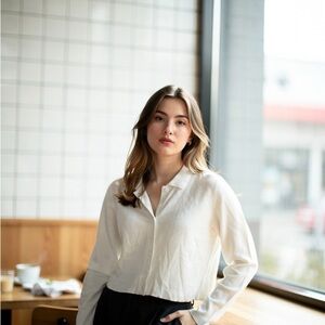 Garage Classic White Button-Up Blouse